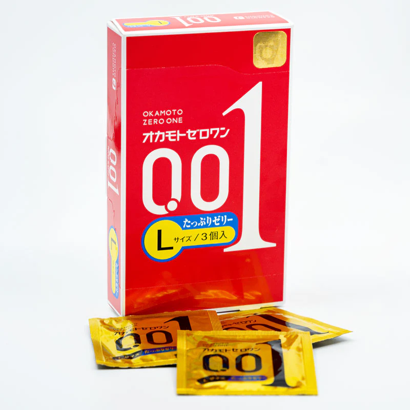 Hộp 3 Bao Cao Su Si&ecirc;u Mỏng Non-Latex Okamoto 0.01mm Large Size
