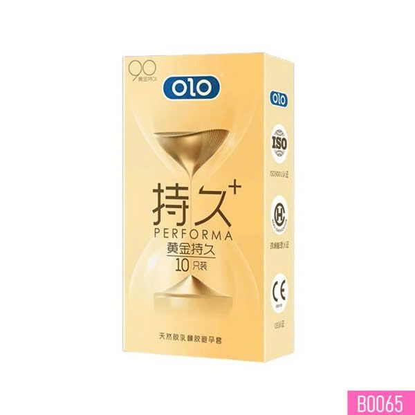 Bao cao su OLO Performa Đồng Hồ V&agrave;ng k&eacute;o d&agrave;i thời gian hương vani Hộp 10 c&aacute;i