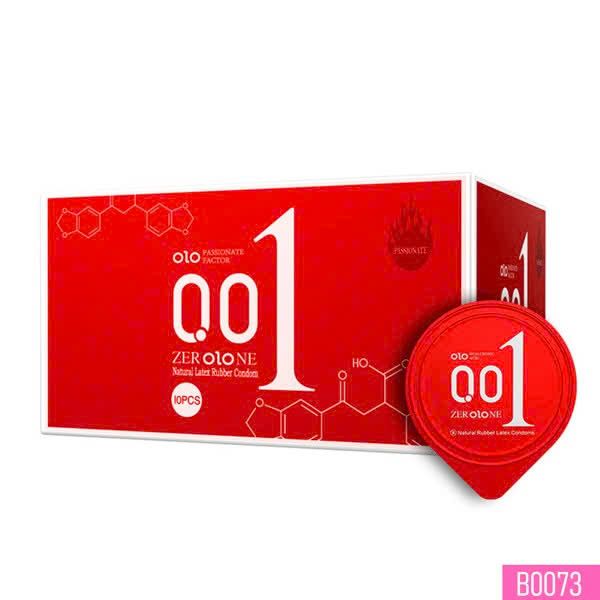 Bao cao su OLO 0.01 Đỏ si&ecirc;u mỏng n&oacute;ng ấm Hộp 10 c&aacute;i