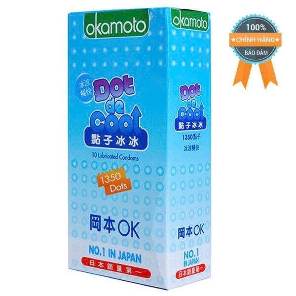 Hộp 10 Bao Cao Su Si&ecirc;u Gai M&aacute;t Lạnh Okamoto Dot De Cool