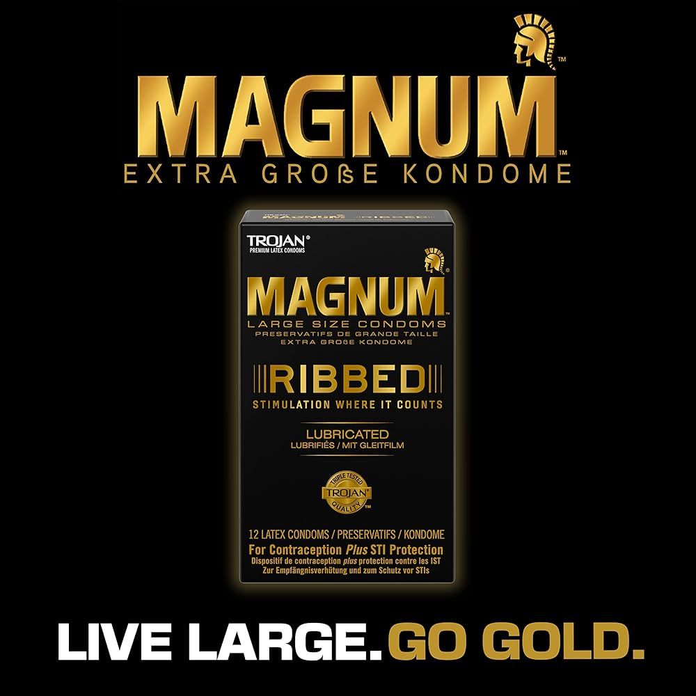 Bao cao su k&iacute;ch thước lớn c&oacute; g&acirc;n Trojan Magnum Ribbed