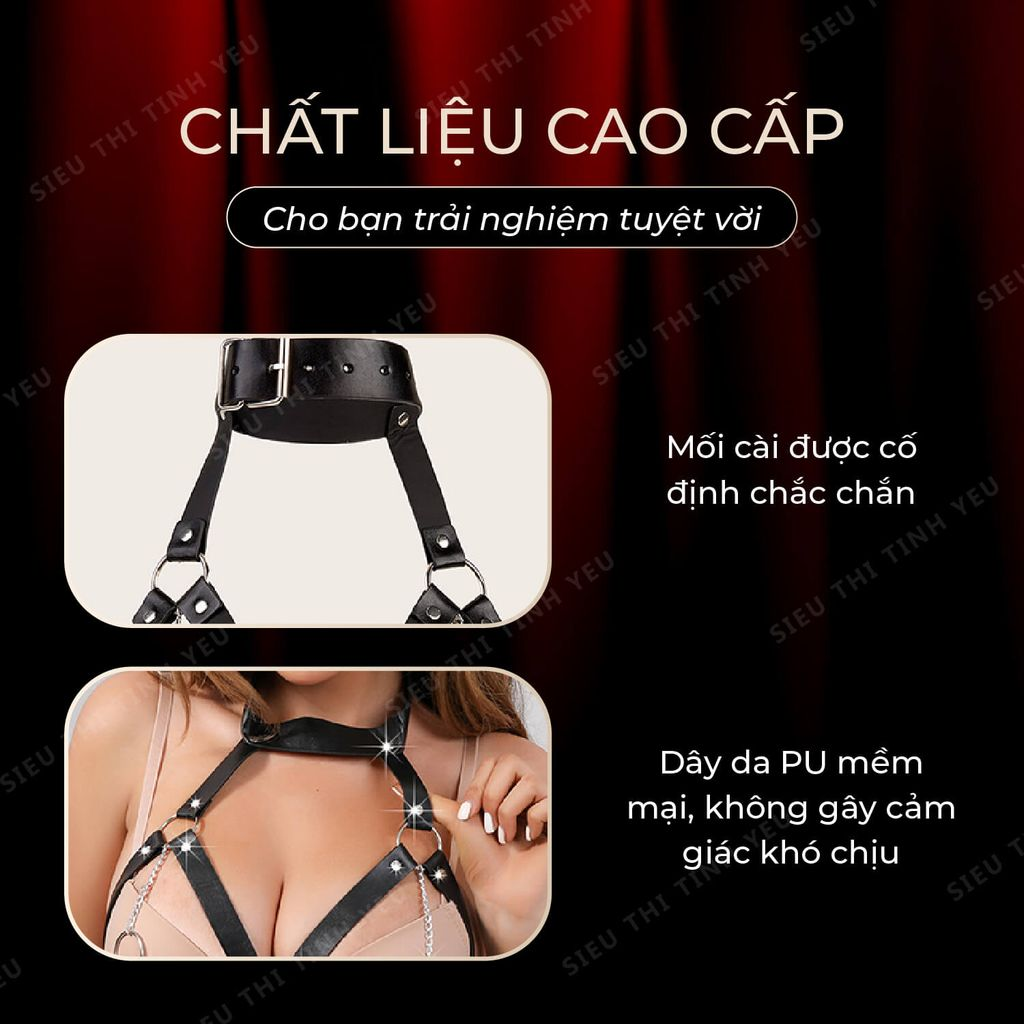 Đồ chơi BDSM d&acirc;y da hở ngực h&igrave;nh 4