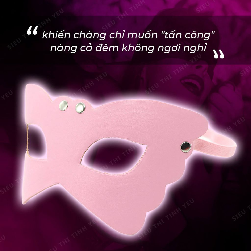Đồ chơi BDSM bịt mắt da mắt m&egrave;o m&agrave;u hồng