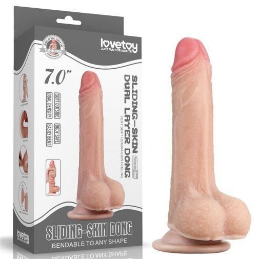 Dương vật giả d&iacute;nh tường silicone si&ecirc;u mềm dẻo Lovetoy Sliding Skin Dong 7.0