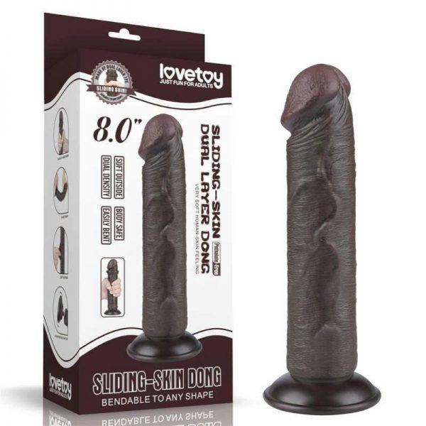 Dương vật giả cao cấp Lovetoy sliding-skin dual layer 20cm m&agrave;u đen