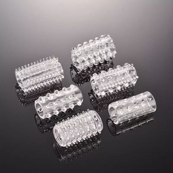 Bộ 6 c&aacute;i bao đ&ocirc;n dương vật silicon trong suốt si&ecirc;u g&acirc;n gai