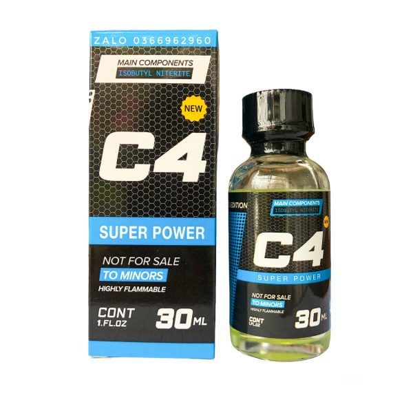 Popper C4 30ml Super Power hương thơm bạc h&agrave; cực mạnh ph&ecirc; k&eacute;o d&agrave;i