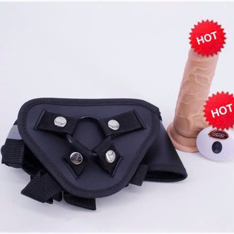 Dương vật giả c&oacute; d&acirc;y đeo pin sạc điều khiển từ xa