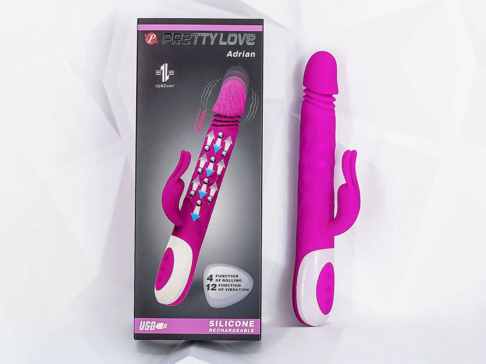 Dương vật giả rung thu thụt Prettylove Adrian pin sạc