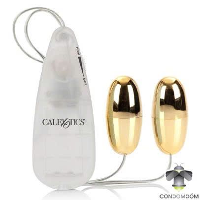 M&aacute;y Massage Hỗ Trợ Giải Tỏa Cho Nữ Trứng rung 2 đầu v&agrave;ng California Exotic Vibrating Double Gold Bullets