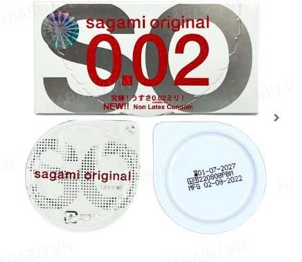 Bao cao su si&ecirc;u mỏng Sagami 0.02 hộp 2 chiếc ch&iacute;nh h&atilde;ng