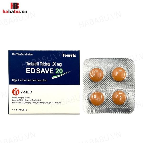 Tăng cường sinh l&yacute; nam Ed Save 20mg hộp 4 vi&ecirc;n ch&iacute;nh h&atilde;ng