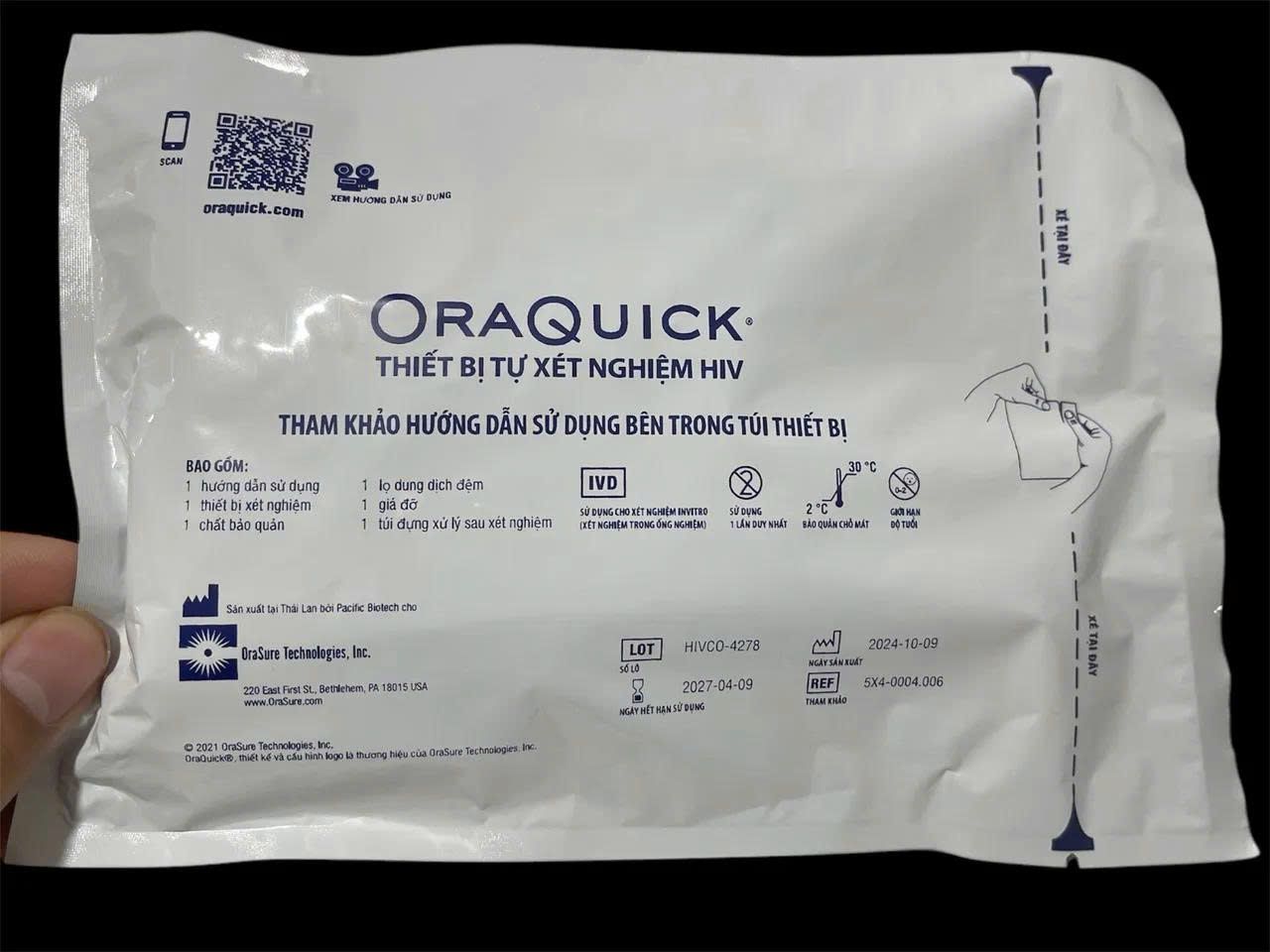 Bộ xét nghiệm HIV Oraquick bằng dịch miệng