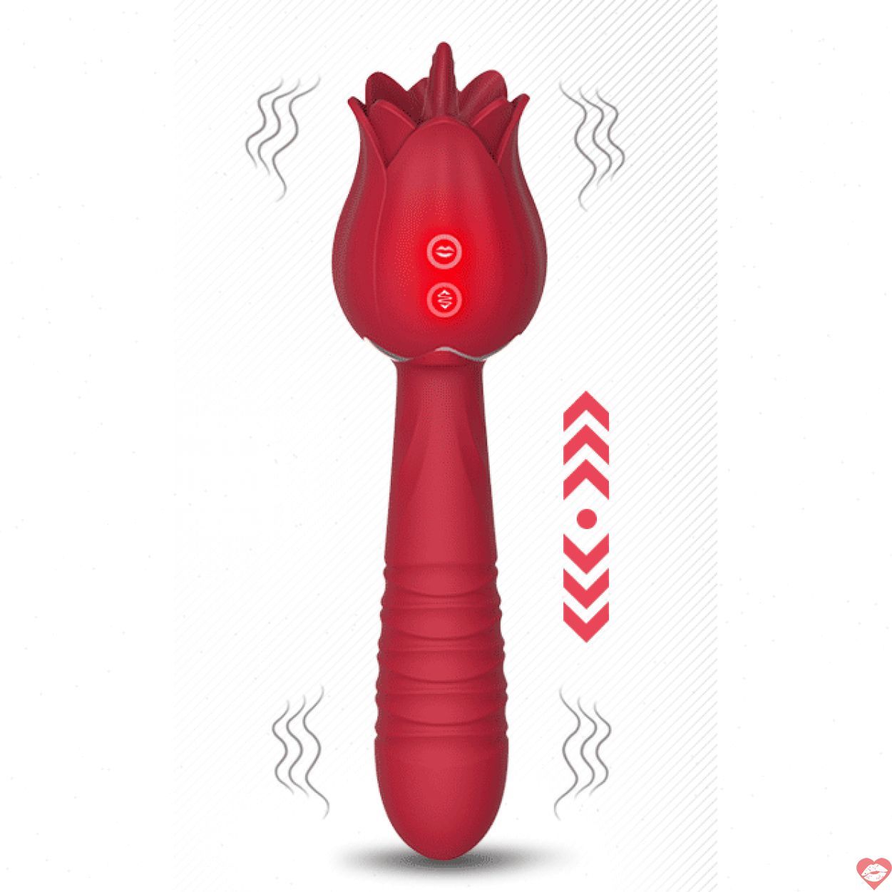 Dương vật giả 2 đầu rung thụt k&egrave;m lưỡi liếm h&igrave;nh b&ocirc;ng hoa hồng ch&agrave;y rung massage