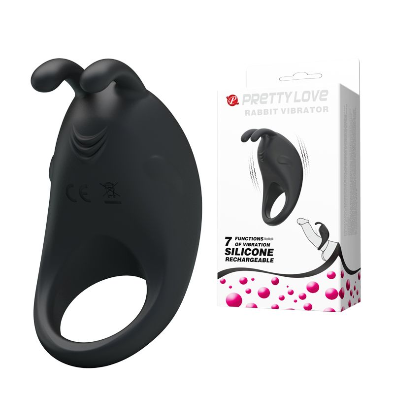 V&ograve;ng Đeo Rung C&oacute; Tai Thỏ Hỗ Trợ Tăng Kho&aacute;i Cảm Nam Nữ Pretty Love Rabbit Vibrator Đen Ch&iacute;nh H&atilde;ng