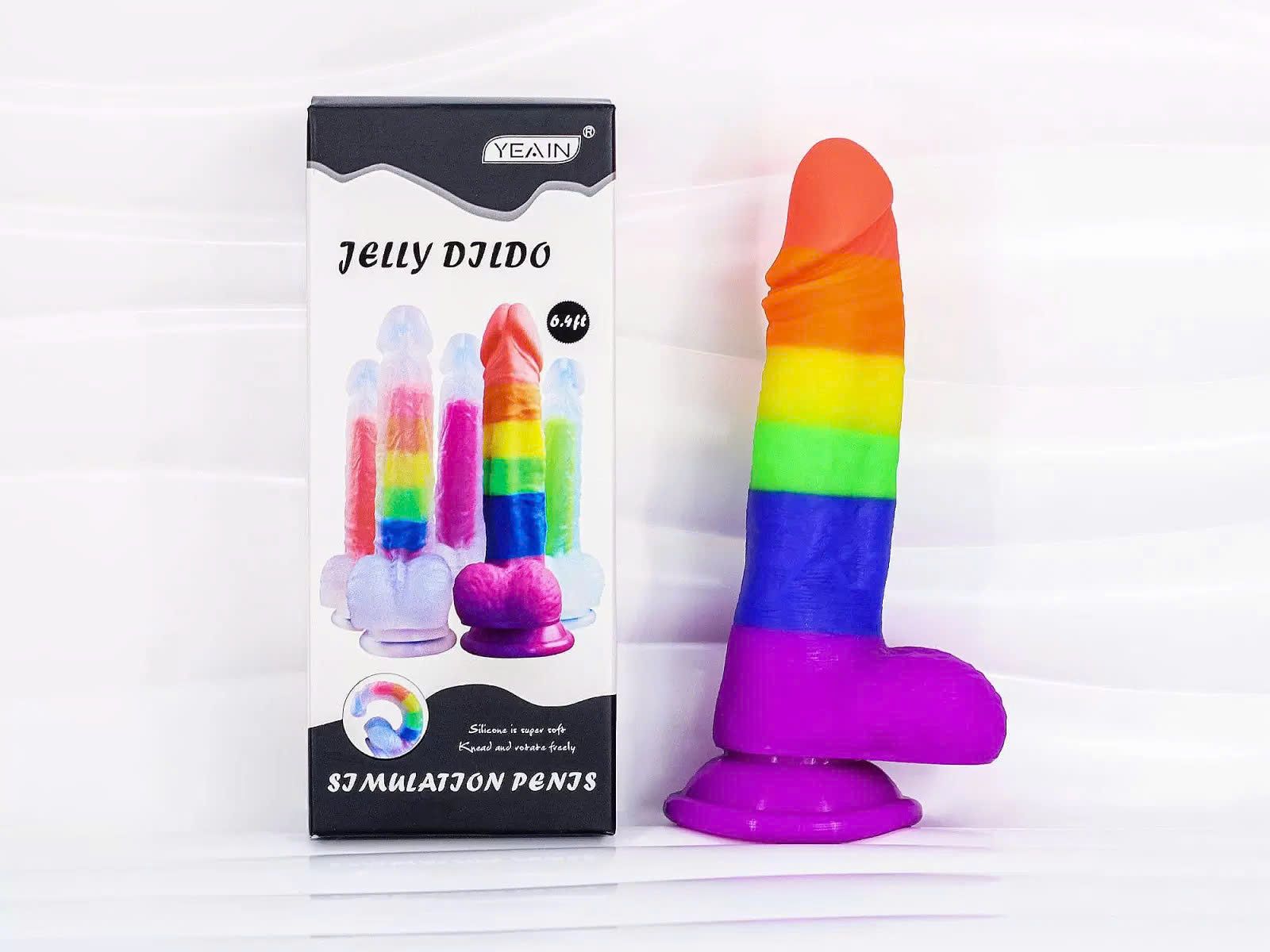 Dương vật giả c&oacute; đế Jelly Dildo 7 m&agrave;u