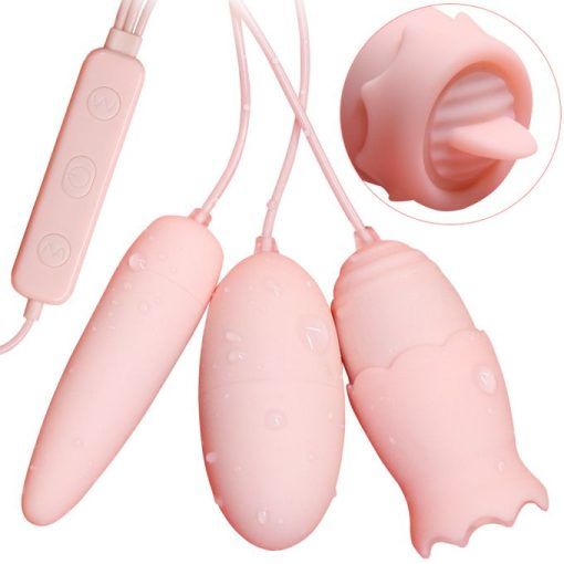Bộ trứng rung 3 đầu c&oacute; lưỡi liếm si&ecirc;u k&iacute;ch th&iacute;ch