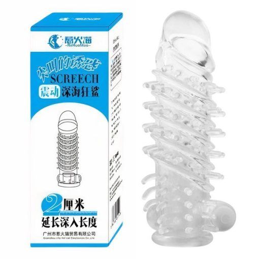 Bao cao su đ&ocirc;n d&ecirc;n trong suốt c&oacute; gai xoắn v&agrave; rung gốc