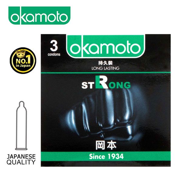 Bao cao su k&eacute;o d&agrave;i thời gian Okamoto Strong Long Lasting hộp 3 c&aacute;i