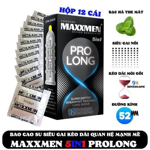 Bao cao su Maxxmen 5 in 1 Prolong k&eacute;o d&agrave;i thời gian l&acirc;u 