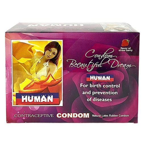 Bao cao su HUMAN hương d&acirc;u v&agrave; c&oacute; gai li ti &ndash; hộp 120 c&aacute;i