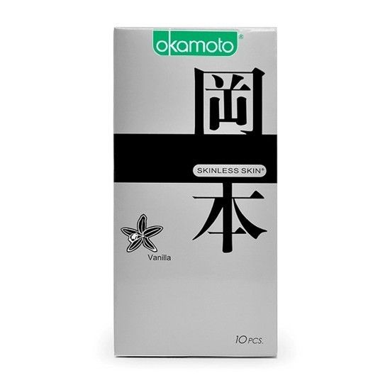 Bao cao su m&ugrave;i thơm vani Okamoto Vanilla Nhật Bản -10s