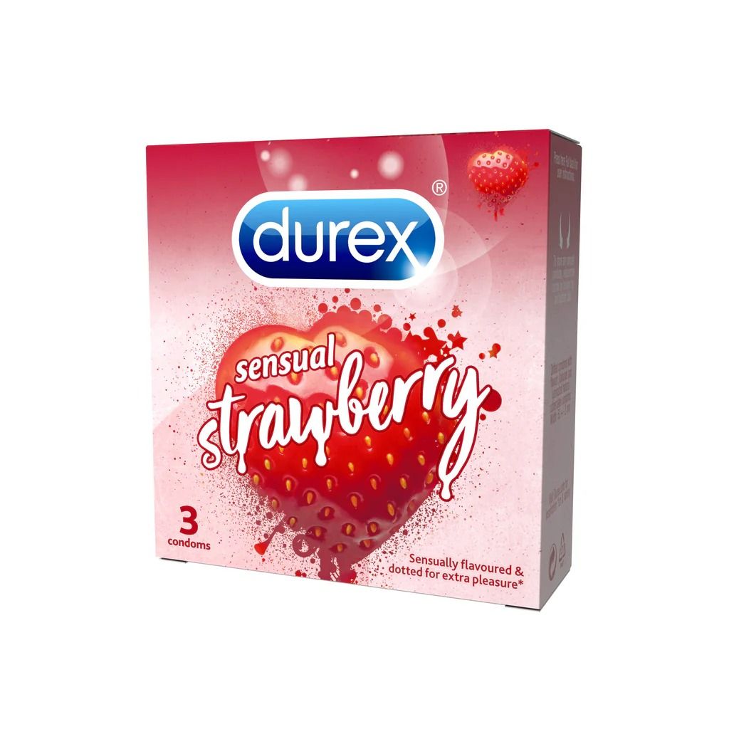 Bao Cao Su Durex Sensual Strawberry Hộp 3 C&aacute;i