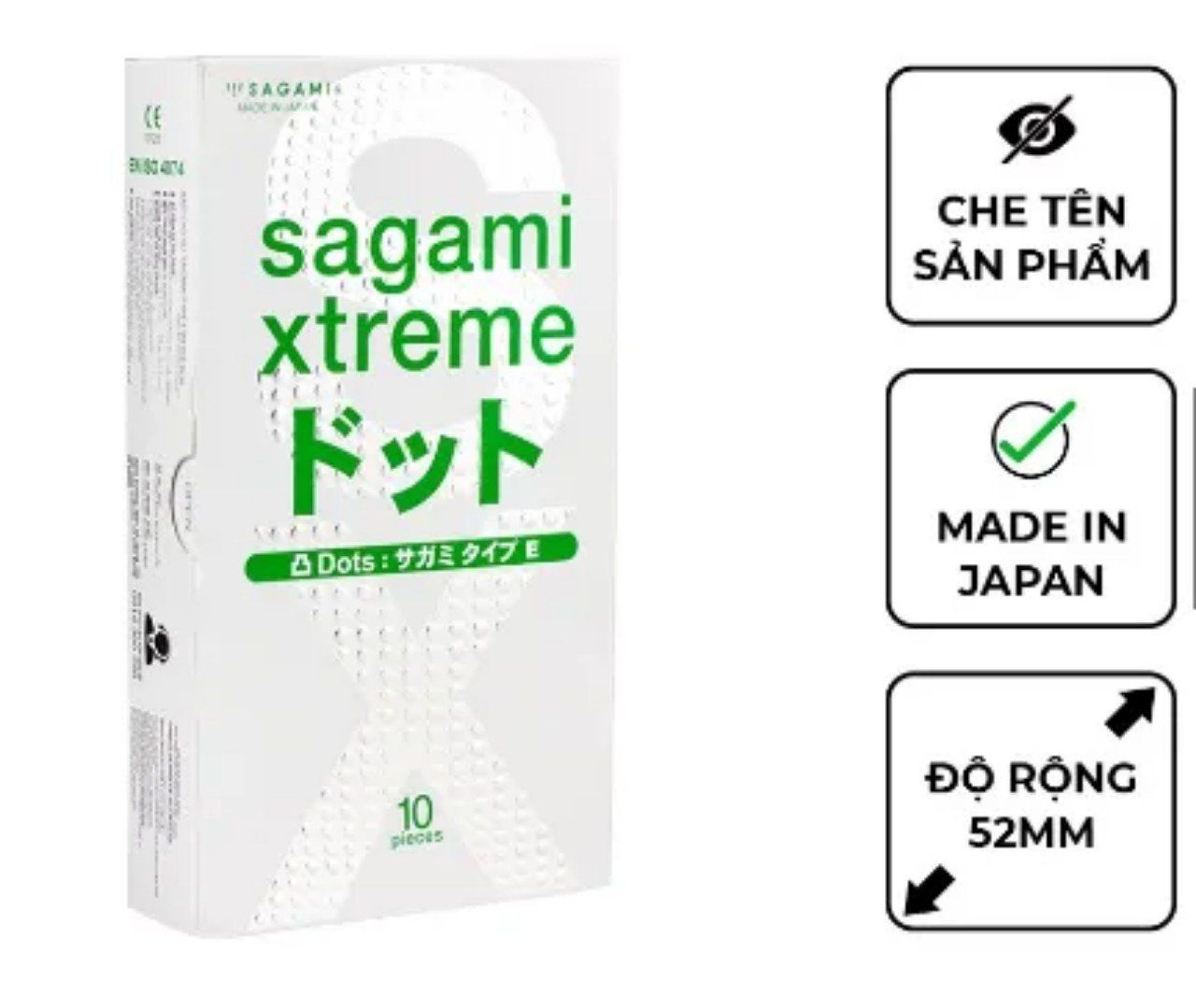 Bao Cao Su Sagami Xtreme Type E - White Box - Hộp 10 C&aacute;i, Mỏng, Si&ecirc;u Điểm Nổi