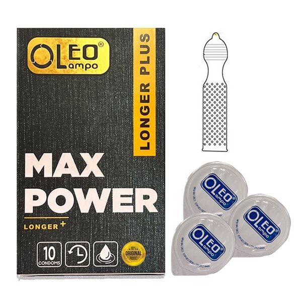Bao Cao Su Oleo Lampo Max Power Longer Plus - Hộp 10 C&aacute;i