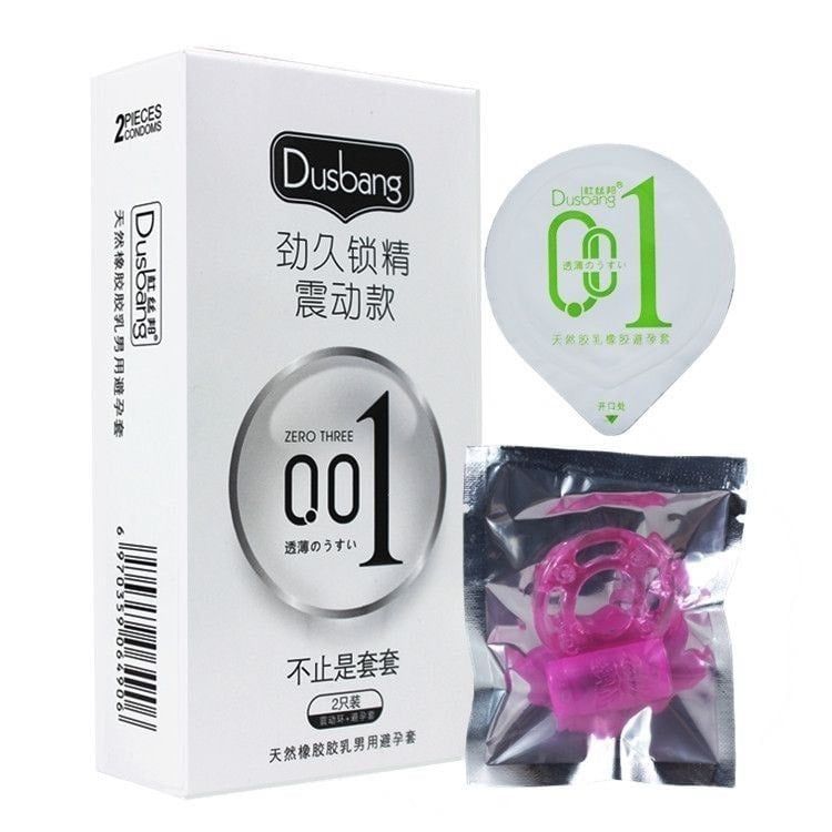 Bao Cao Su Dusbang 0.01 & Nhẫn rung t&igrave;nh y&ecirc;u - White