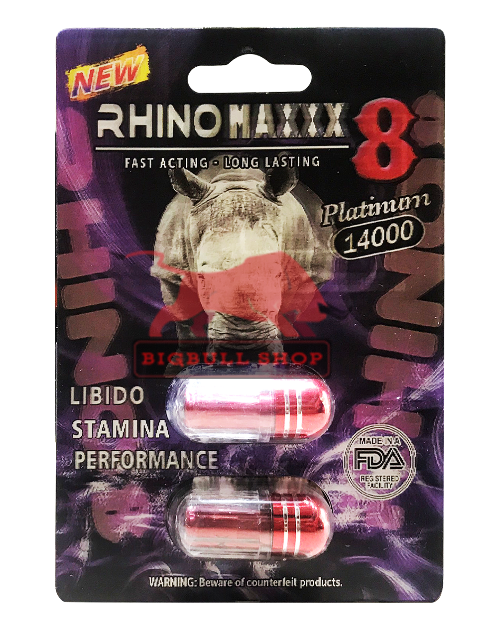 Vi&ecirc;n uống sản phẩm thảm thực K&eacute;o d&agrave;i thời gian v&agrave; Tăng Cường Sinh Lực Nam Giới Rhino 8