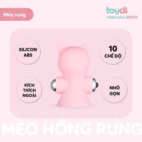 M&aacute;y Rung Đầu Ti K&iacute;ch Th&iacute;ch Điểm G M&egrave;o Hồng