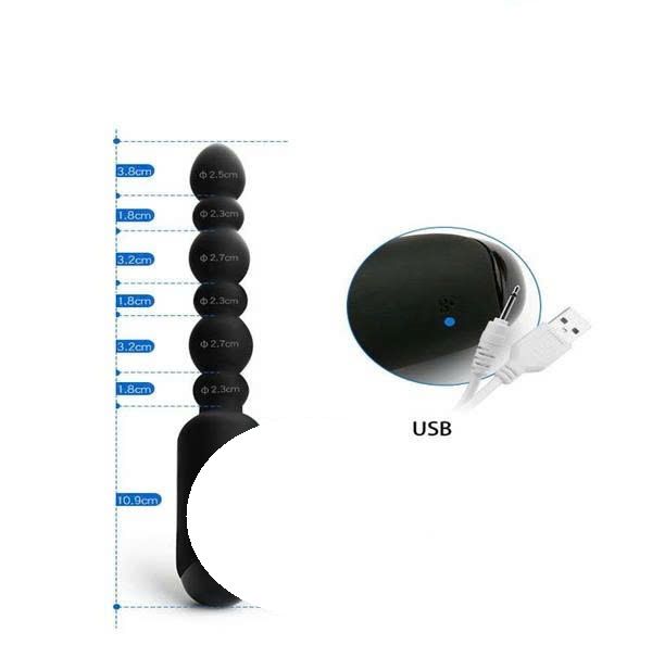 Que Rung Hậu M&ocirc;n Silicone Cao Cấp Nhiều Điểm Nổi Nối D&agrave;i Rung 10 Chế Độ Yunman - Sạc Điện