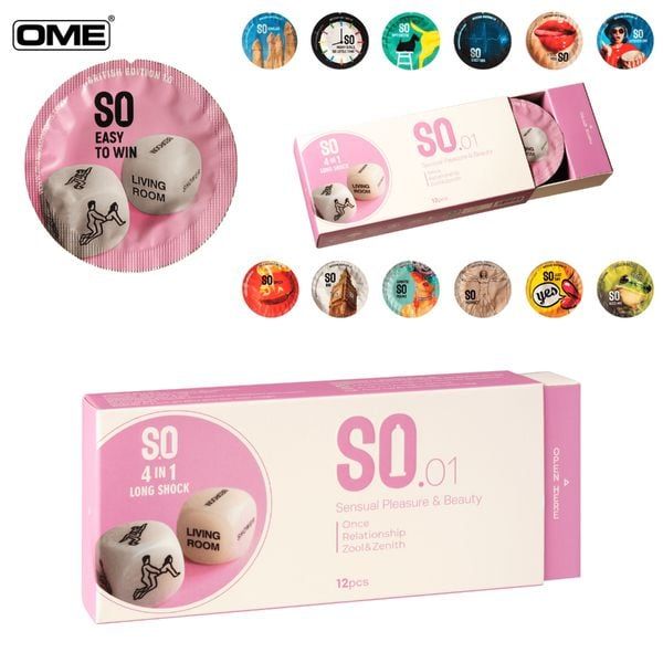Bao Cao Su SO 4in1 Si&ecirc;u G&acirc;n V&agrave; Điểm Nổi - Hộp 12 C&aacute;i