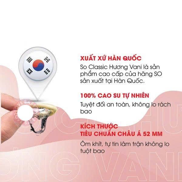Bao Cao Su Si&ecirc;u Mỏng SO Classic Hương Vani