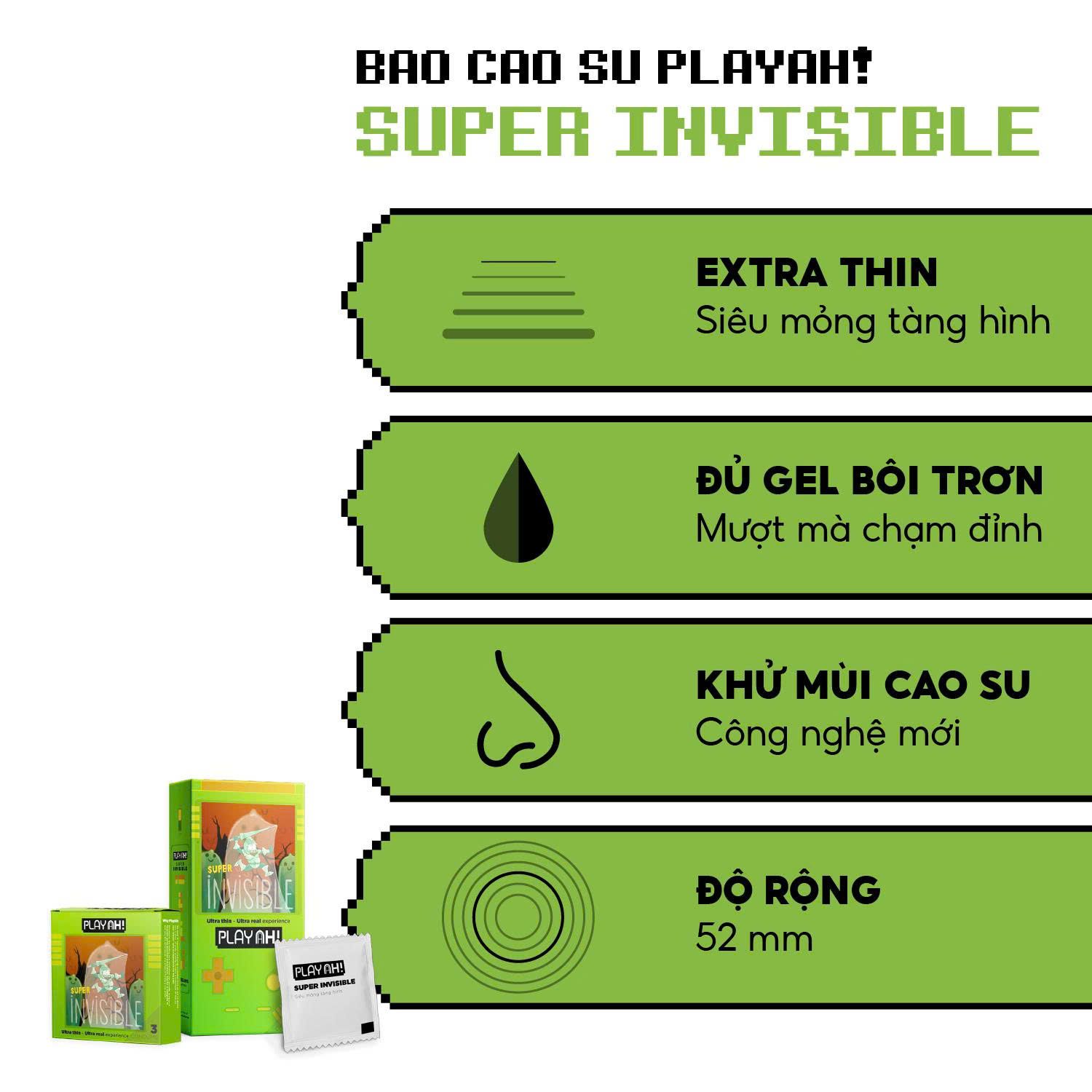 Sản phẩm Bao Cao Su Si&ecirc;u Mỏng Playah Super Invisible