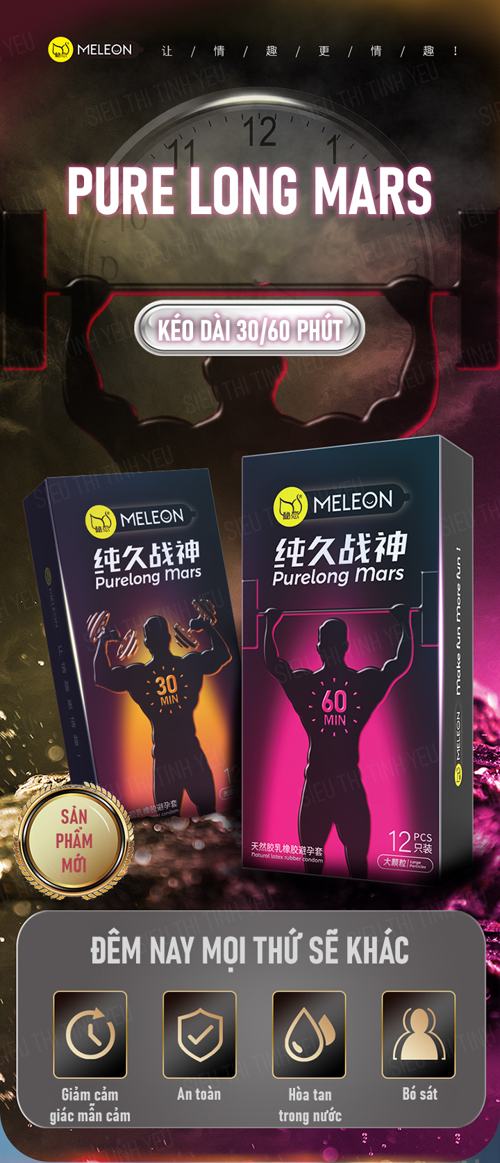 Bao cao su Meleon Purelong Mars 60 ph&uacute;t