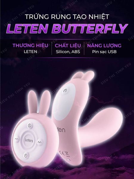 Trứng rung Leten Butterfly Vibrator m&agrave;u hồng