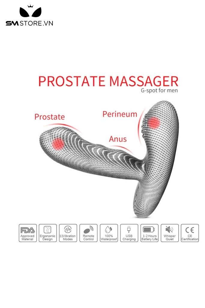 Butt plug hậu m&ocirc;n silicon điều khiển mini 16 chế độ rung