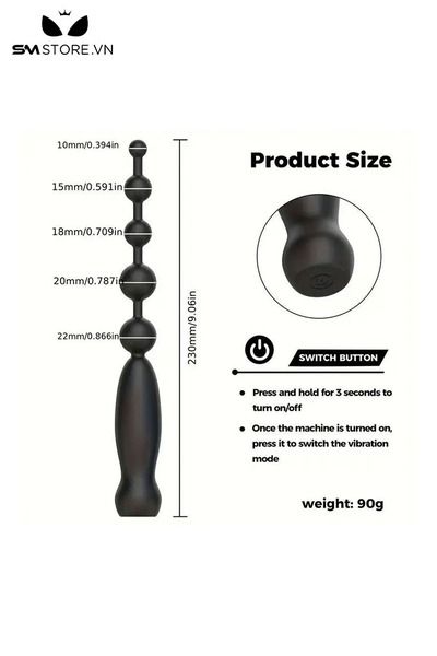 Đồ chơi hậu m&ocirc;n c&oacute; 10 chế độ rung silicon dẻo d&agrave;i 230mm