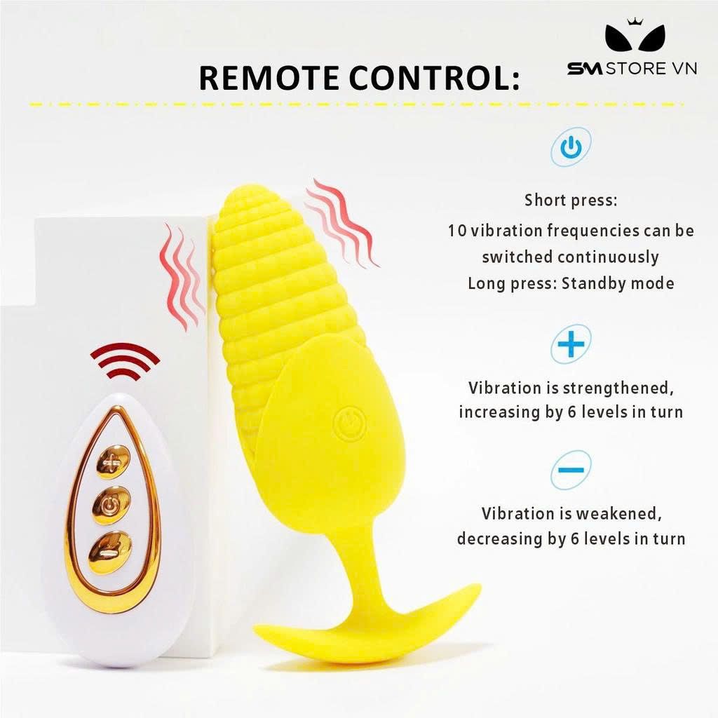 Butt plugs h&igrave;nh bắp ng&ocirc; điều khiển từ xa