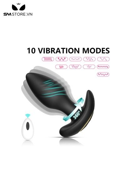 Butt plug đế thuyền rung ngo&aacute;y 360 độ điều khiển từ xa