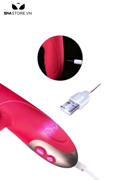 Dương vật giả rung gắn lưỡi silicon d&agrave;i 24.5 cm m&agrave;u đỏ