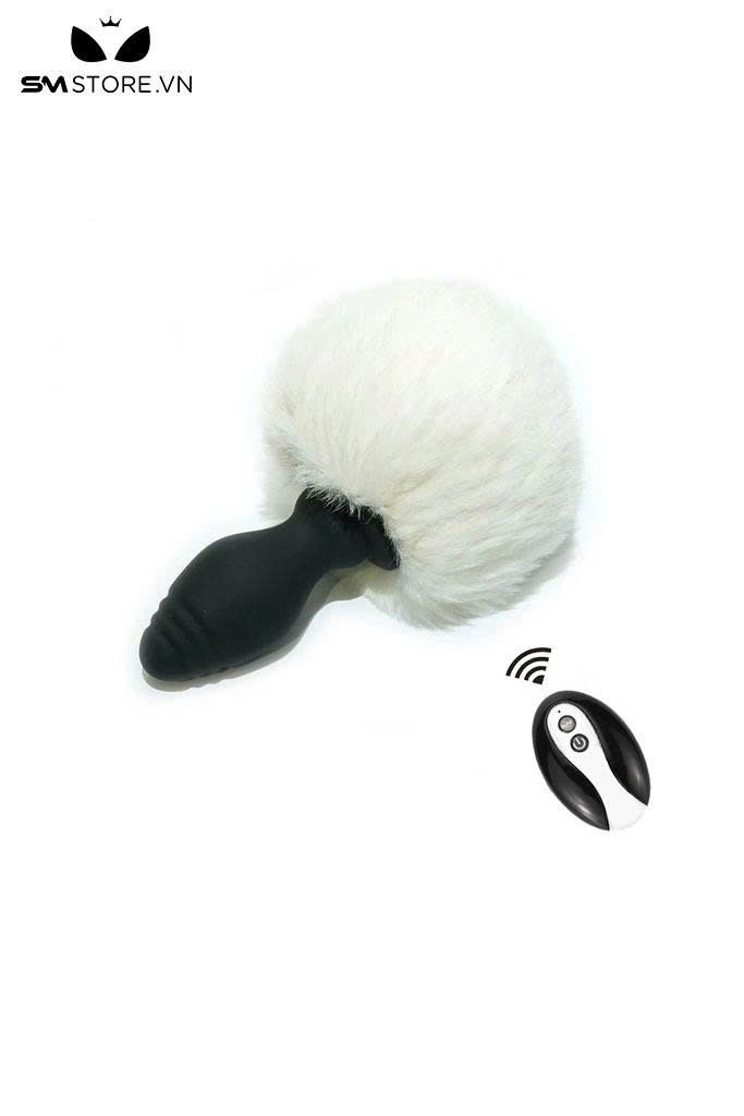 Đu&ocirc;i thỏ cosplay butt plug rung silicon