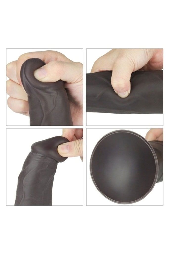 Dương vật giả đen silicon mềm Lovetoy rung 10 chế độ