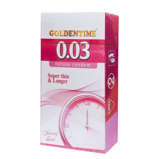 Bao Cao Su Goldentime 0.03 Super Thin & Longger Si&ecirc;u Mỏng K&eacute;o D&agrave;i hộp 12