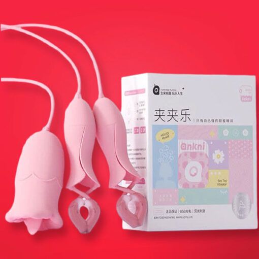 Bộ trứng rung lưỡi liếm k&egrave;m kẹp v&uacute; gia tăng kho&aacute;i cảm Punch