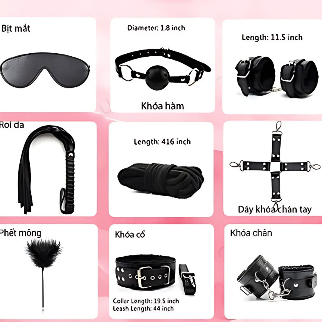Bộ dụng cụ roi da hỗ trợ BDSM Yeain 3