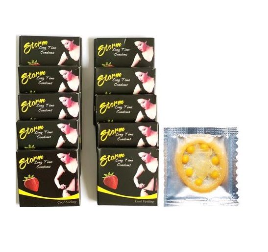 Bao Cao Su Bi Nổi Storm Strawberry 10 chiếc Kèm Gel Gói Nhật Bản 5ml 2