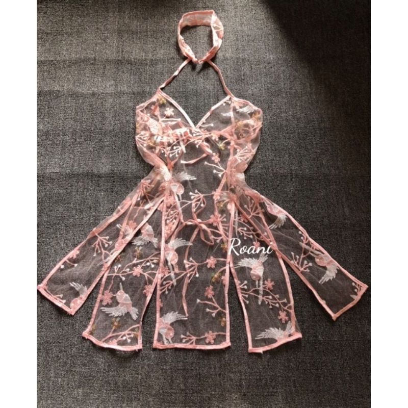 V&aacute;y Cosplay Sườn X&aacute;m Th&ecirc;u C&agrave;nh Hoa Đồ Ngủ Quyến Rũ